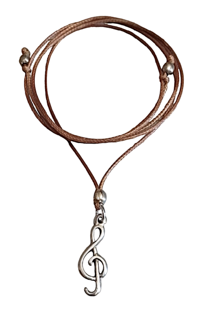 Αντρικό μενταγιόν σοκολά μεταλλικό ασημί κλειδί σολ