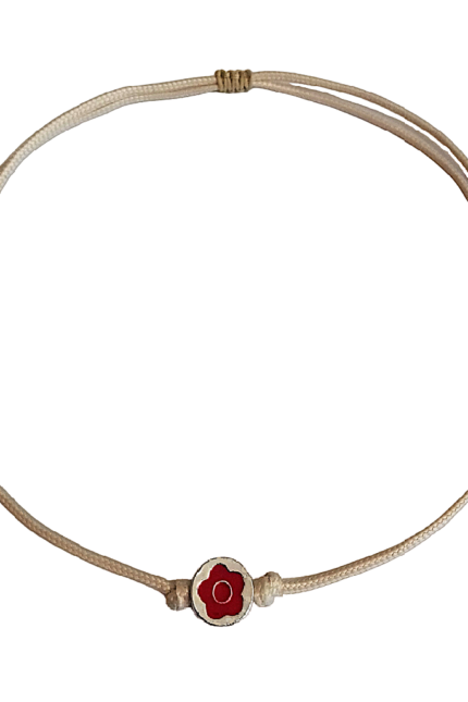 Τσόκερ γυναικείο μπεζ κορδόνι μεταλλικό λουλούδι σμάλτο