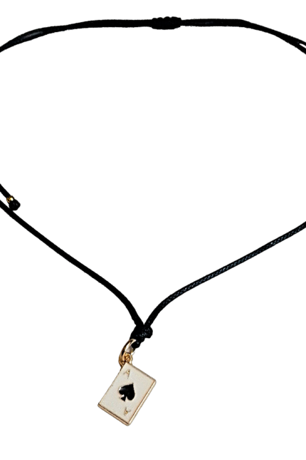 Cord necklace με τον "Άσσο μπαστούνι" της τράπουλας