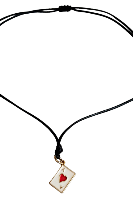 Cord necklace με τον "Άσσο κούπα" της τράπουλας