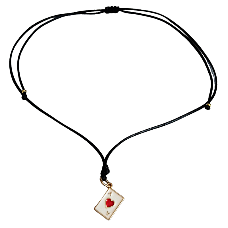 Cord necklace με τον "Άσσο κούπα" της τράπουλας