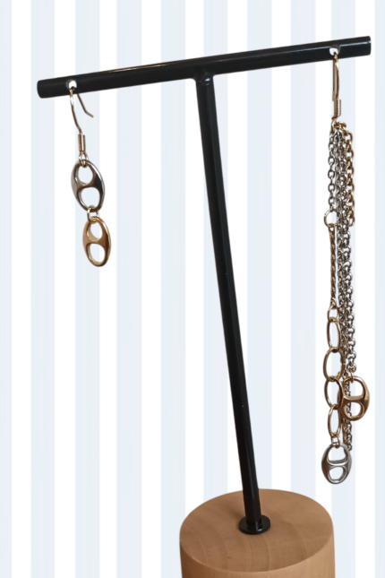 Χειροποίητα κρεμαστά σκουλαρίκια από ατσάλι