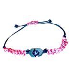 Χειροποιητο Μαρτακι, μακραμε , με ματακι μωβ και βελη Αιματιτη .Αυξομειουμενο