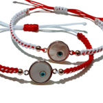 Βραχιόλι - μαρτάκι με κύκλο από τεχνητό φίλντισι και ματάκι