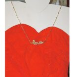 Χειροποιητο Κολιε με ατσαλινo - love- με ζιργκον και ατσαλινη αλυσιδα. - Image 5