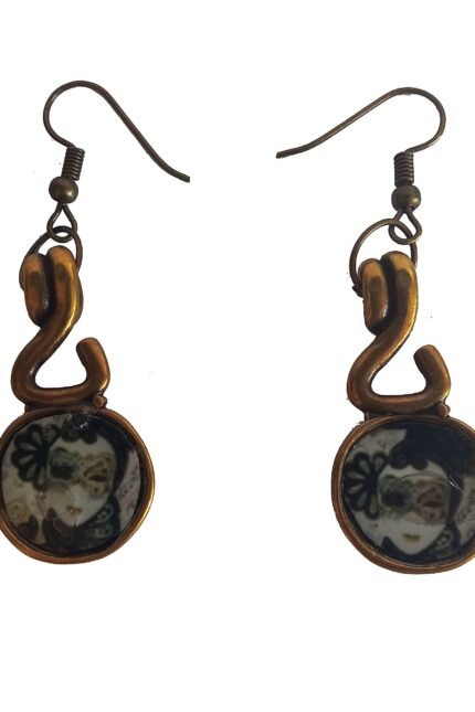 Χειροποίητα σκουλαρίκια με υγρό γυαλί βενετσιάνικη μάσκα