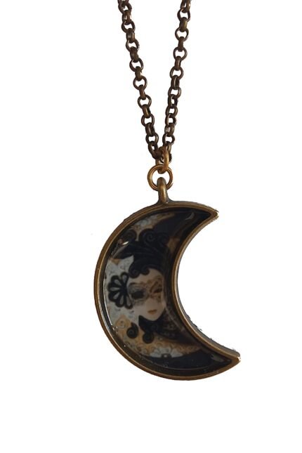 Χειροποίητο κολιέ vintage δύο όψεων με υγρό γυαλί