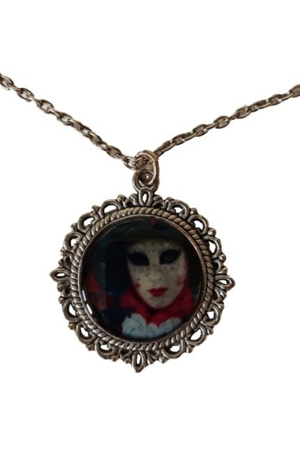 Χειροποίητο κολιέ μάσκα με υγρό γυαλί