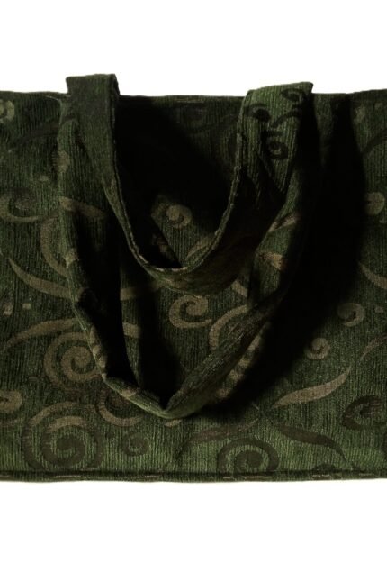 Χειροποίητη τσάντα ώμου tote από ύφασμα σενίλ