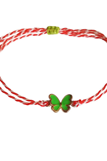 Μαρτάκι παιδικό με πεταλούδα σε πράσινο ανοιχτό