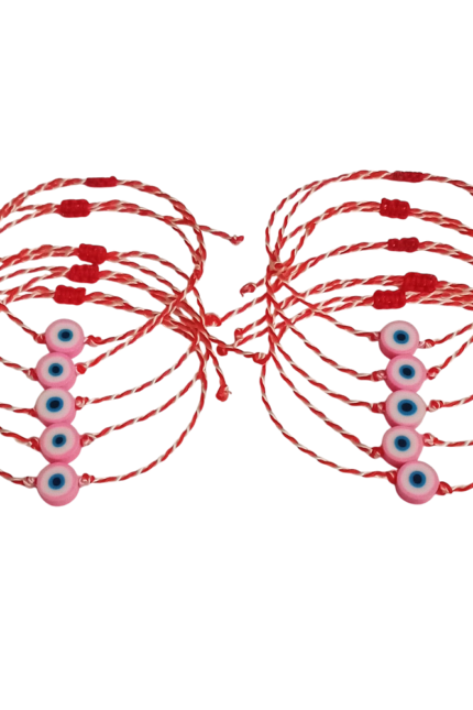 Σετ 10 τεμαχίων μαρτάκια παιδικά με ροζ φίμο ματάκι