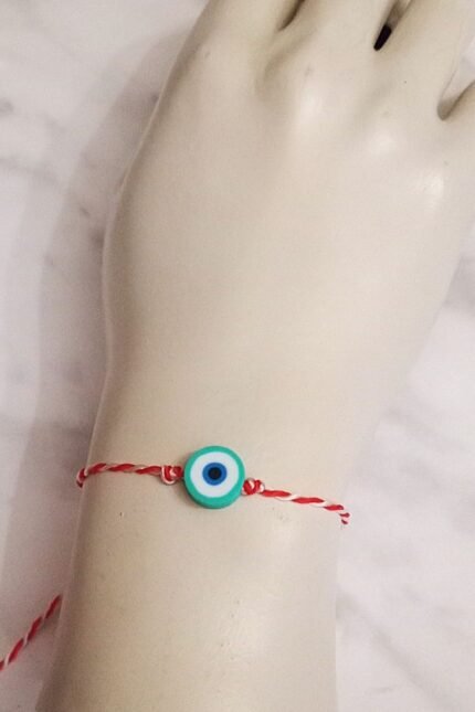 Σετ 10 τεμαχίων μαρτάκια παιδικά με πράσινο-βεραμάν φίμο ματάκι