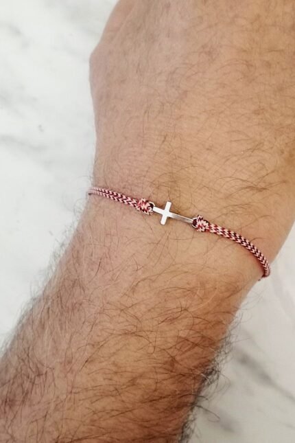 Μαρτάκι αντρικό με ασημί σταυρό