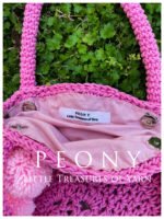 Μεγάλη πλεκτή, ροζ στρογγυλή τσάντα με pon pon - Image 2