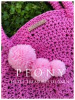 Μεγάλη πλεκτή, ροζ στρογγυλή τσάντα με pon pon - Image 5