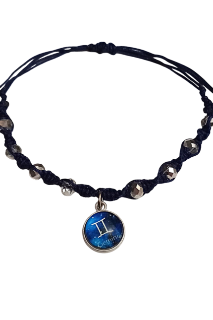 Γυναικείο βραχιόλι μακραμέ με κρύσταλλα ζώδιο Δίδυμοι