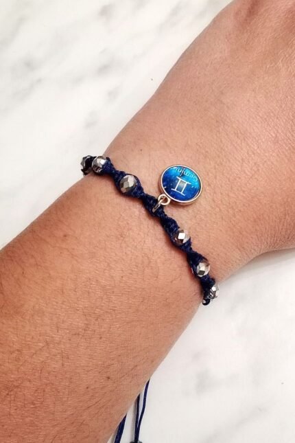 Γυναικείο βραχιόλι μακραμέ με κρύσταλλα ζώδιο Δίδυμοι