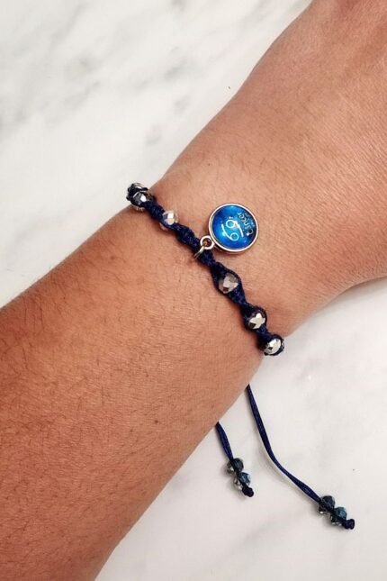 Γυναικείο βραχιόλι μακραμέ με κρύσταλλα ζώδιο Καρκίνος