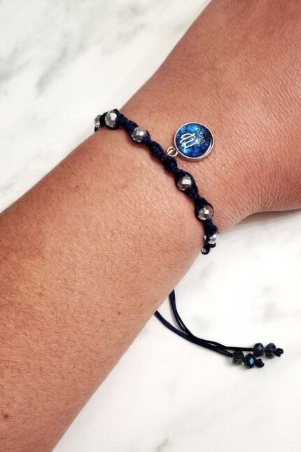 Γυναικείο βραχιόλι μακραμέ με κρύσταλλα ζώδιο Παρθένος