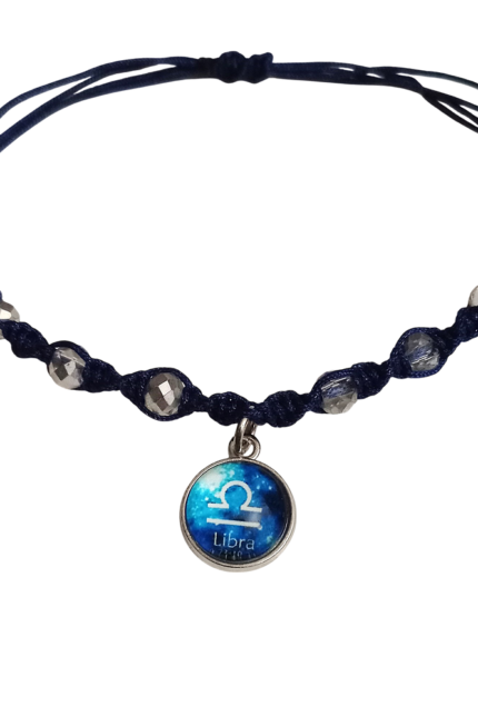 Γυναικείο βραχιόλι μακραμέ με κρύσταλλα ζώδιο Ζυγός