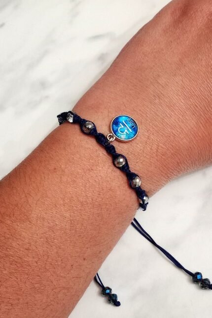 Γυναικείο βραχιόλι μακραμέ με κρύσταλλα ζώδιο Ζυγός