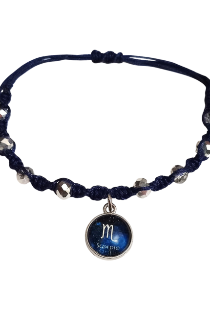 Γυναικείο βραχιόλι μακραμέ με κρύσταλλα ζώδιο Σκορπιός