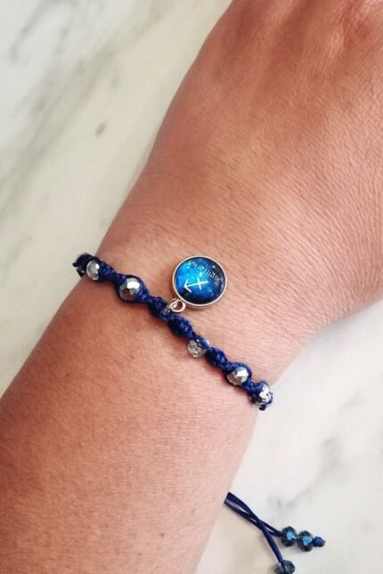 Γυναικείο βραχιόλι μακραμέ με κρύσταλλα ζώδιο Τοξότης