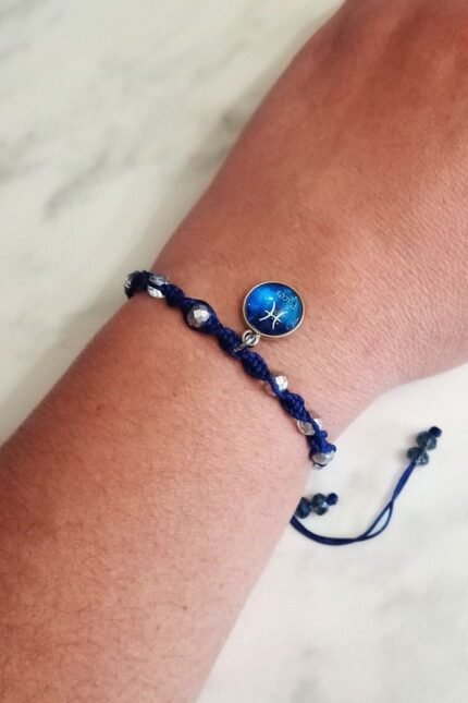 Γυναικείο βραχιόλι μακραμέ με κρύσταλλα ζώδιο Ιχθείς