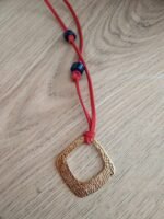 Κολιέ μακρύ με κορδόνι χάντρες και στοιχείο ρόμβο μήκους 43εκ. - Image 3