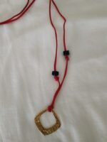 Κολιέ μακρύ με κορδόνι χάντρες και στοιχείο ρόμβο μήκους 43εκ. - Image 5