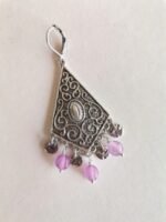 Σκουλαρίκια με Λιλά Jade και Ατσάλινα Φλουράκια - Image 3