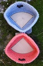 Πλεκτό καλαθάκι με ξύλινο πάτο 15*15*9εκ. και χρώμα νήματος γκρι - Image 7