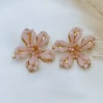 '' Mariposa '' σκουλαρίκια λουλούδι ροζ