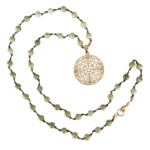 Κολιέ Ροζάριο με Λαδί Νεφρίτη