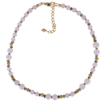 Κολιέ με Ροζ Νεφρίτη και Επίχρυση Λάβα