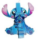 Πασχαλινή λαμπάδα Stitch με ξύλινο μπρελόκ και πλάτη - Image 6