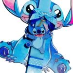 Πασχαλινή λαμπάδα Stitch με ξύλινο μπρελόκ και πλάτη - Image 5