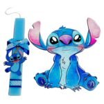 Πασχαλινή λαμπάδα Stitch με ξύλινο μπρελόκ και πλάτη - Image 4