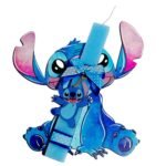 Πασχαλινή λαμπάδα Stitch με ξύλινο μπρελόκ και πλάτη - Image 3