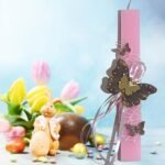 Λαμπάδα ροζ με πεταλούδα μαγνητάκι - Image 3