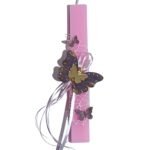 Λαμπάδα ροζ με πεταλούδα μαγνητάκι