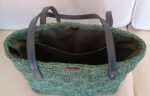 Χειροποίητη τσάντα ώμου (tote bag) σε μελανζέ αποχρώσεις του πράσινου, διαστάσεων : 30*28*10 - Image 2