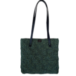 Χειροποίητη τσάντα ώμου (tote bag) σε μελανζέ αποχρώσεις του πράσινου, διαστάσεων : 30*28*10