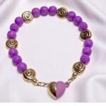 Χειροποιητο Βραχιολι με ημιπολυτιμο λιθο ΛΑΒΑ και μαγνητικο κουμπωμα καρδια