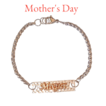 Χειροποιητο Βραχιολι ταυτοτητα - Μαμα - με ασημι ταυτοτητα και ατσαλινη ασημί αλυσιδα