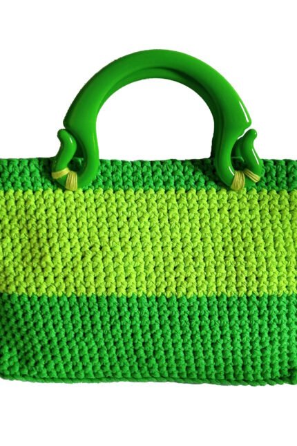 Χειροποίητη πλεκτή τσάντα χειρός πράσινη