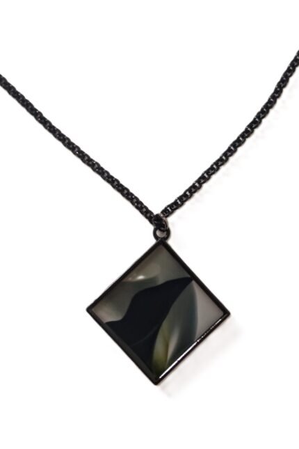 Χειροποίητο κολιέ με υγρό γυαλί διπλής όψης