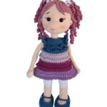 Χειροποίητη κούκλα (amigurumi) "Βιολέτα”, ύψους 40 εκ.