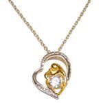 Χειροποιητο Κολιε - Μαμα-παιδι - σε χρωμα χρυσο μεσα σε ασημί Καρδια απο ανοξειδωτο ατσαλι