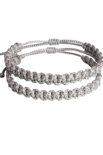 Βραχιόλια σετ αντρικά κορδόνι γκρι μακραμέ